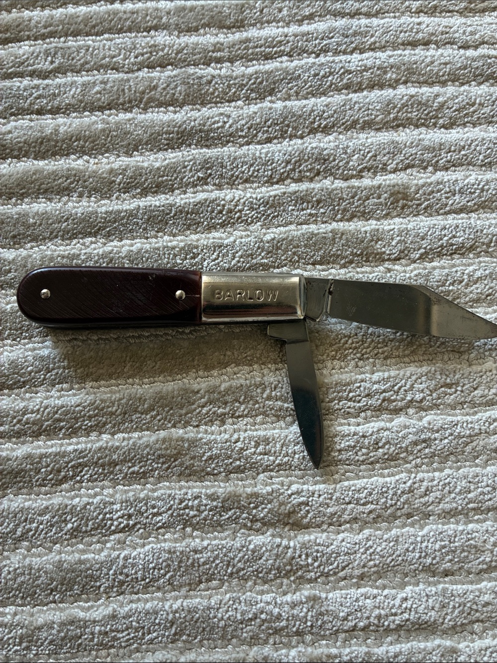 Vintage Barlow Double-Blade Folding Knife - Dark Brown Handle
